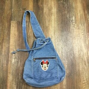 VINTAGE denim, hobo, style purse/bag With Minnie Mouse on the front.